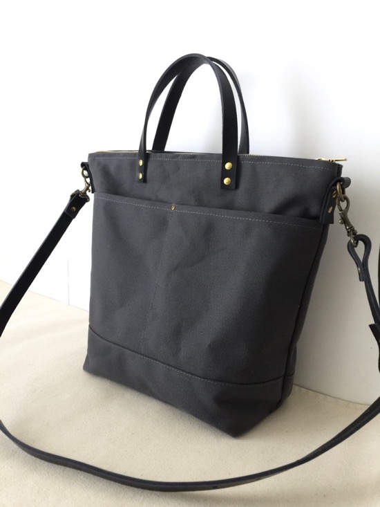 Custom Bag: Commuter Bag in Charcoal Grey with Black Leather - Modern Coup